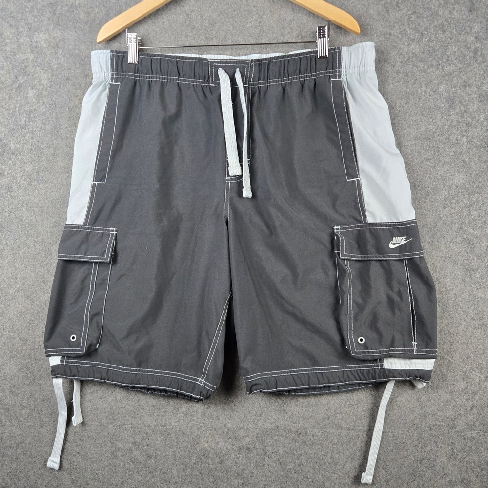 Vintage Nike Cargo Boardshorts Mens XL Gray Contrast Stitch Baggy Y2K Skater